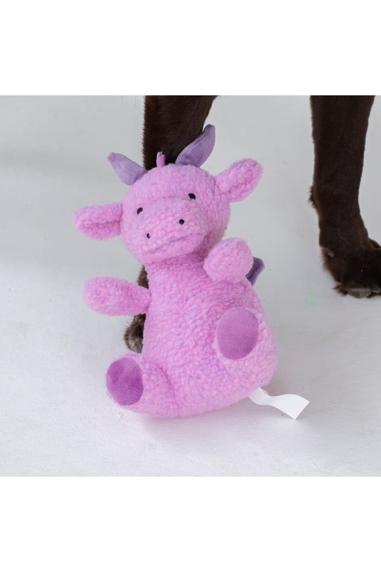 8" Dragon Squeak & Crinkle Plush Dog Toy, Alternate, color, Purple