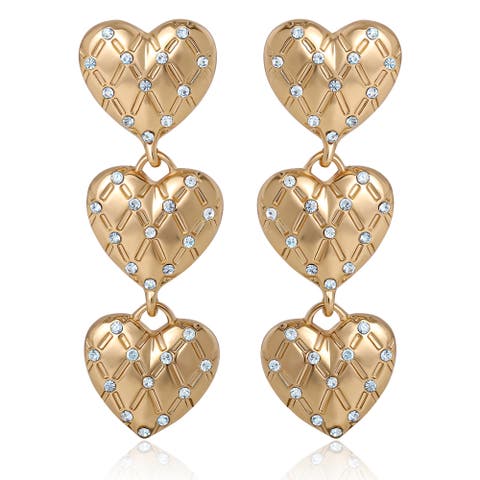 Triple Heart Drop Earrings