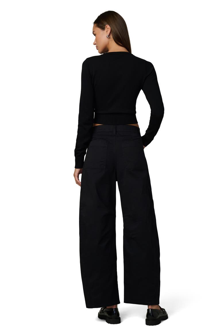 The Bowie High Waist Ankle Barrel Twill Pants, Alternate, color, BLACK