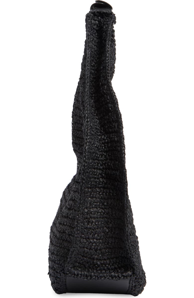 BCBG Woven Raffia Shoulder Bag, Alternate, color, Black