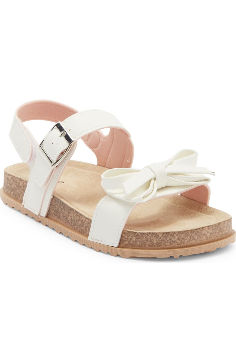 bebe Kids' Bow Strap Sandal, Main, color, White