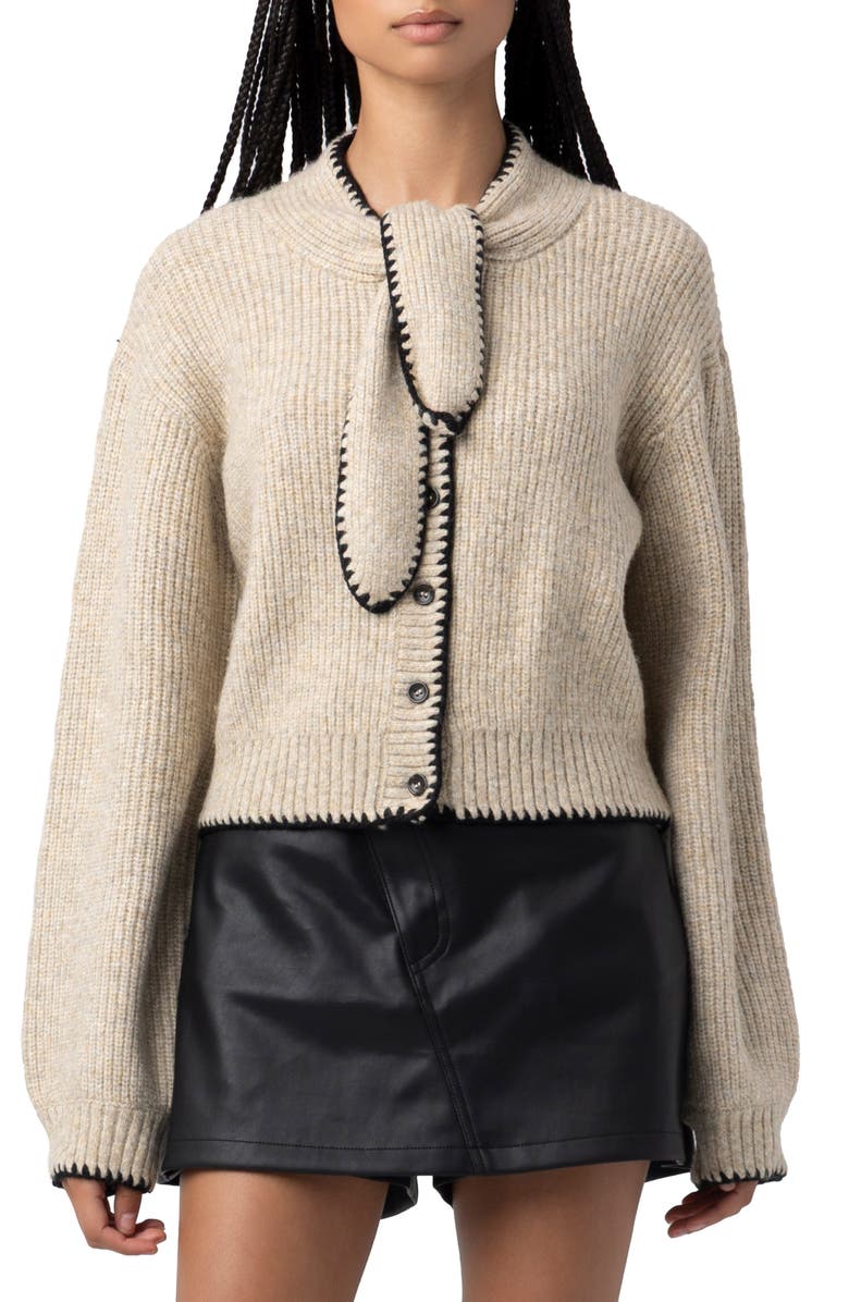 BLANKNYC Tie Neck Cardigan, Main, color, Opening Act