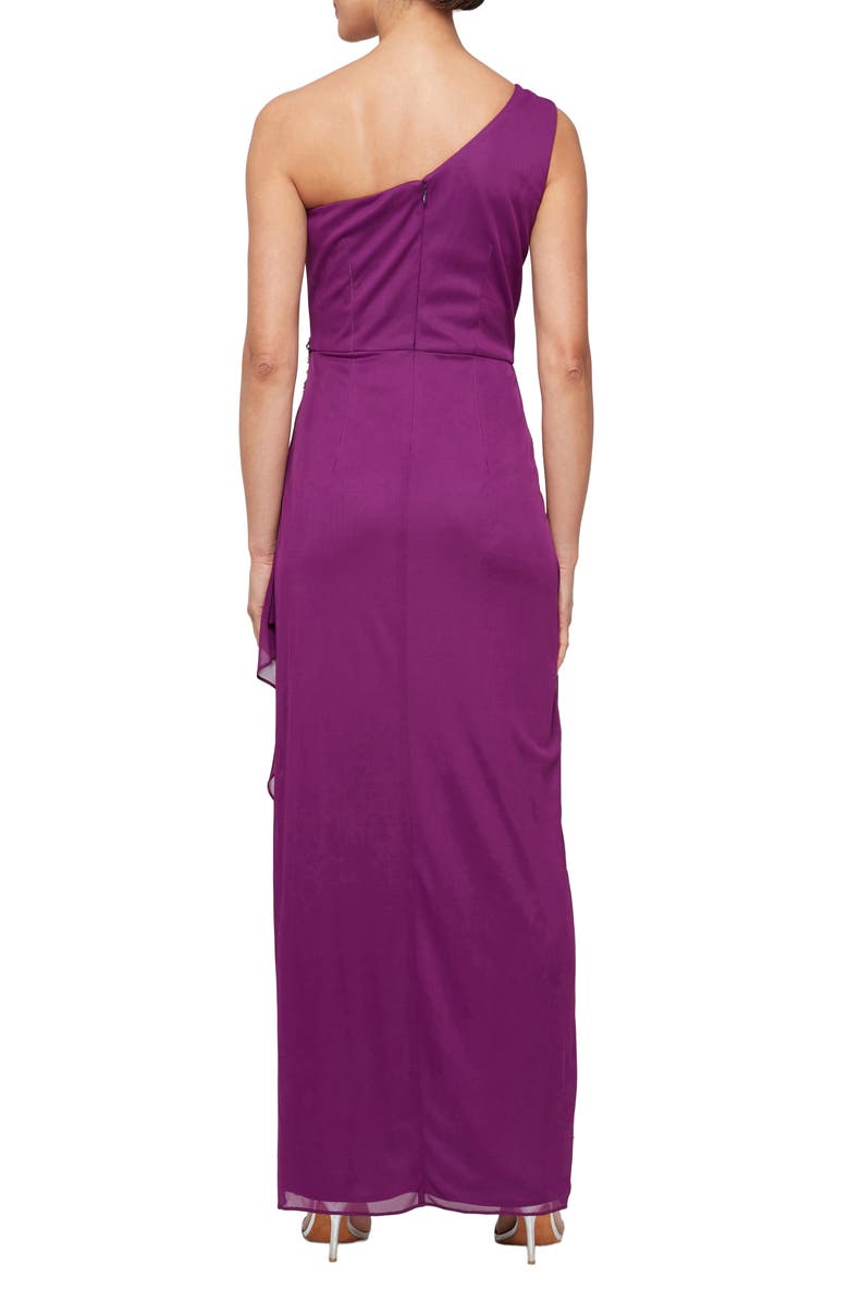 Alex Evenings Embellished One-Shoulder Gown, Alternate, color, 
