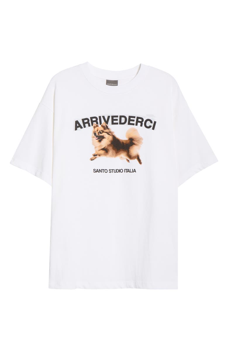 SANTO STUDIO Arrivederci Drappo Boxy Fit Cotton Graphic T-Shirt, Main, color, White