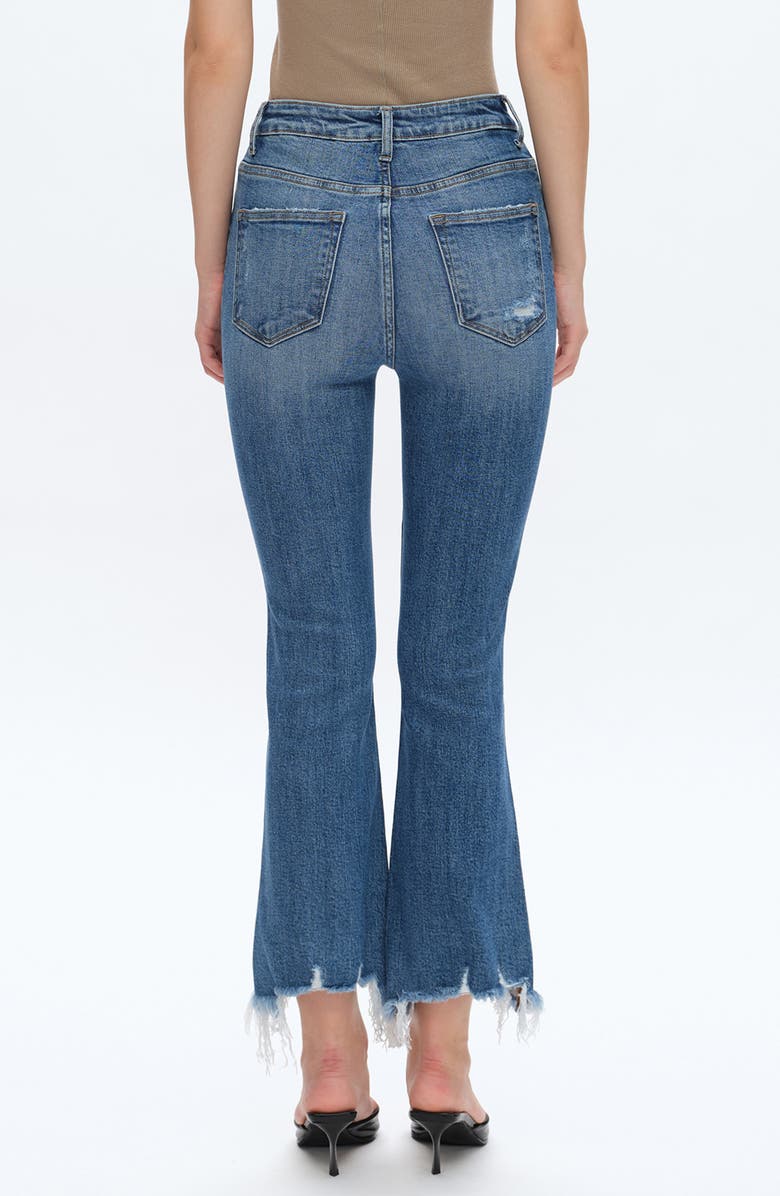 Bayeas High Waist Fray Hem Ankle Flare Jeans, Alternate, color, Medium Blue