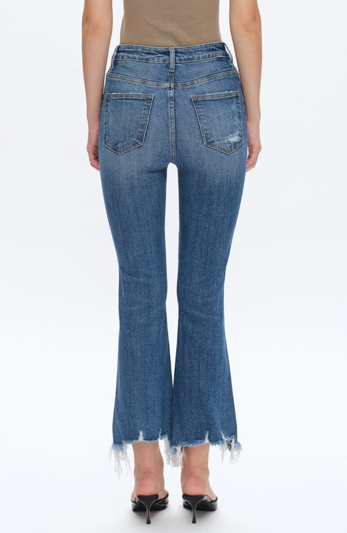 Bayeas High Waist Fray Hem Ankle Flare Jeans In Blue