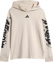 adidas Kids' Camouflage Linear Logo Cotton Jersey Hoodie