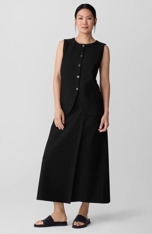 Eileen Fisher Organic Linen Tie Back Longline Vest In Black