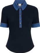 Cinq à Sept Denim Trim Rib Top