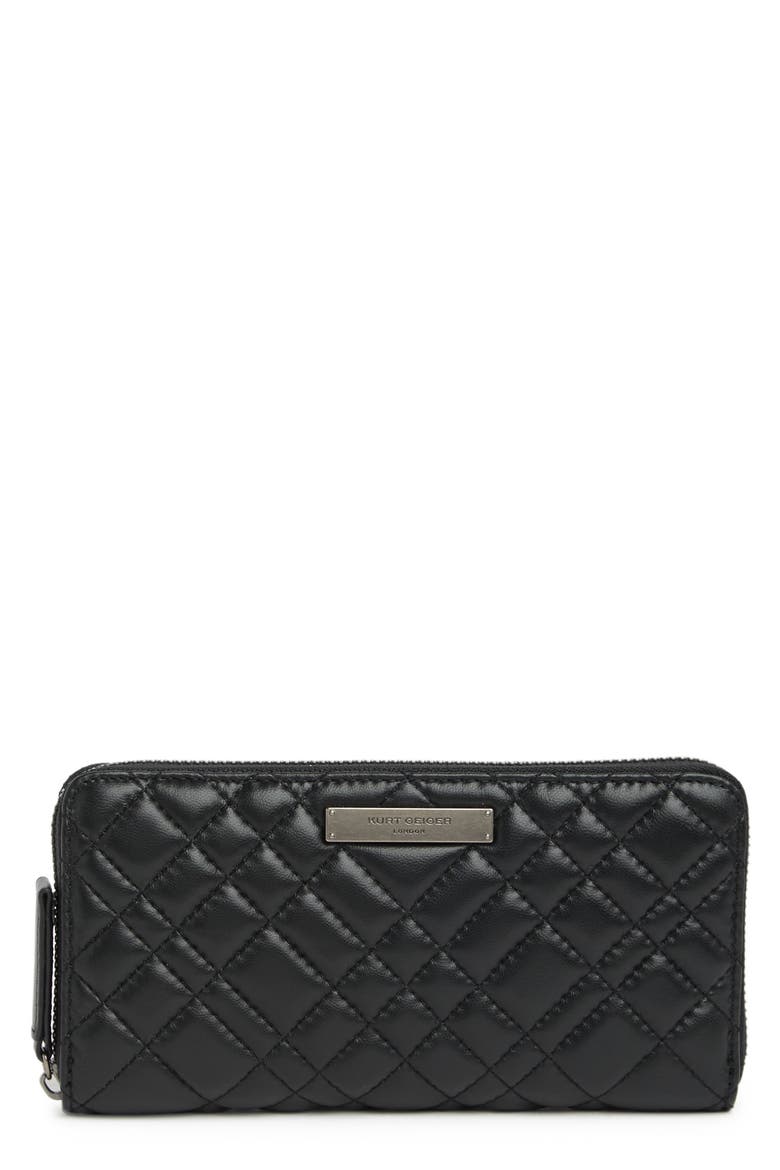Zip Around Leather Wallet, Main, color, BLACK