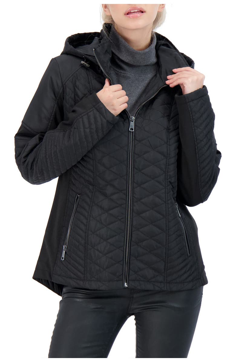 Sebby Collection Hooded Quilted Jacket, Main, color, 