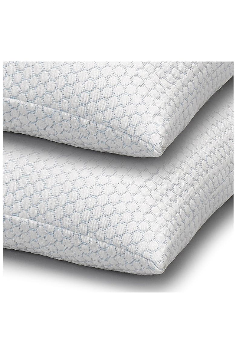 Cool N' Comfort Medium Density Gel Fiber Pillow with CoolMax Technology, for All Sleep Positions, Set of 2, Alternate, color, BLUE/WHITE
