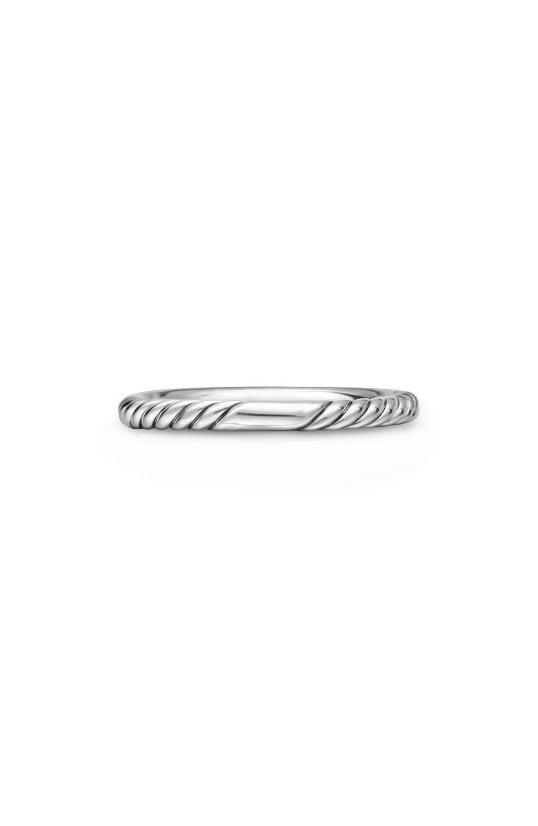 David Yurman Cable Collectibles<sup>®</sup> Stack Ring in Sterling Silver with Diamonds, 2mm, Alternate, color, Silver Pave