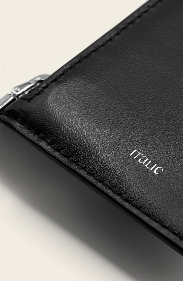 Italic Albee Leather Card Holder, Alternate, color, Black