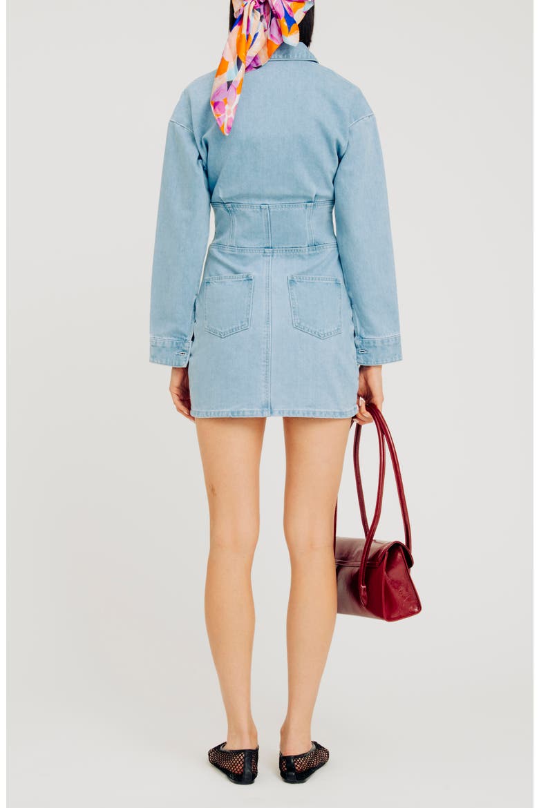 Meghan Long Sleeve Denim Mini Dress, Alternate, color, LIGHT WASH
