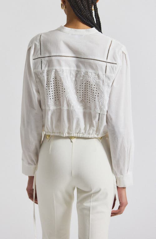 Derek Lam 10 Crosby Malory Garden Tile Cotton Eyelet Button-up Shirt In White