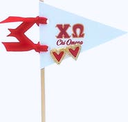 Color Shout Chi Omega Heart Stud Enamel Earrings on Sorority Pennant Flag