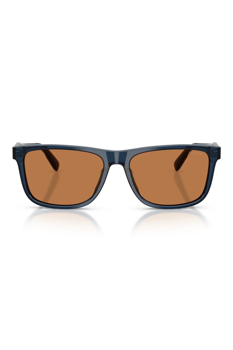 59mm Square Sunglasses, Main, color, TRANSPARENT DARK BLUE / AMBER