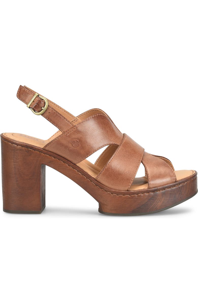 Børn Nassau Slingback Platform Sandal, Alternate, color, Brown Leather