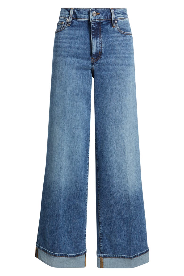 Le Slim Palazzo Cuffed High Waist Wide Leg Jeans, Alternate, color, CANALS