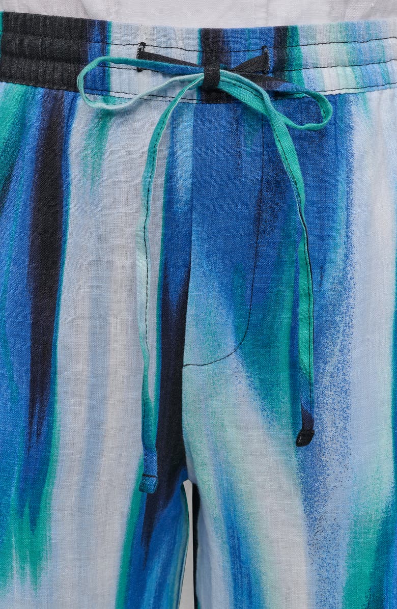 DKNY Abstract Print Crop Linen Drawstring Pants, Alternate, color, 
