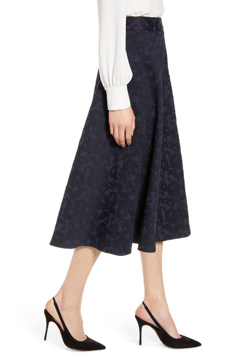 Jacquard Circle Skirt, Alternate, color, NAVY PEACOAT