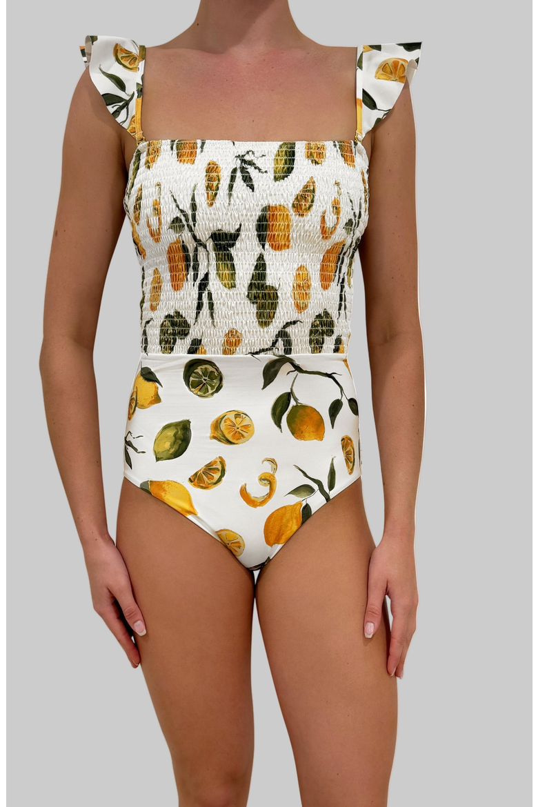 Kate Smocked Bandeau One-Piece, Alternate, color, Slice of Life