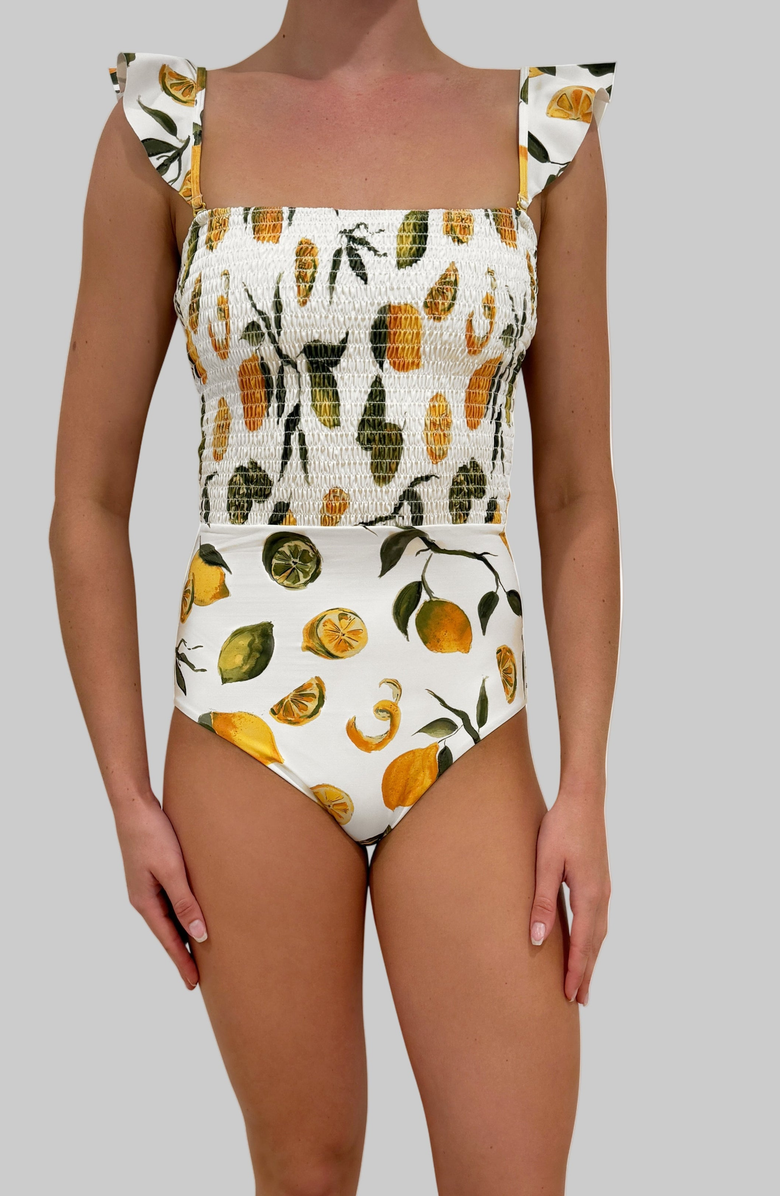 Hermoza Kate Smocked Bandeau One-Piece, Alternate, color, Slice Of Life