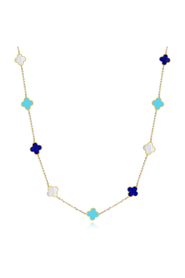 Mini Blue Mixed Clover Necklace, Main, color, Blue Mixed