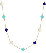 The Lovery Fine Jewelry Mini Blue Mixed Clover Necklace