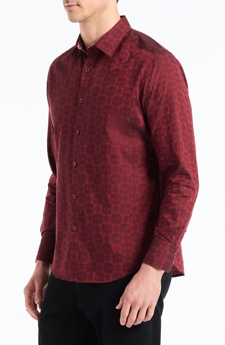 Robert Graham Stellman Long Sleeve Button-Up Shirt, Alternate, color, Burgundy