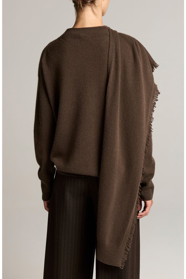 Draped Fringe Scarf Sweater, Alternate, color, PINEWOOD