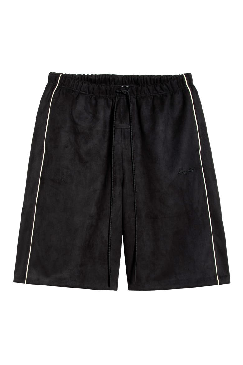 Signature Relaxed Sweat Shorts with Piping, Alternate, color, VINTAGE BLACK