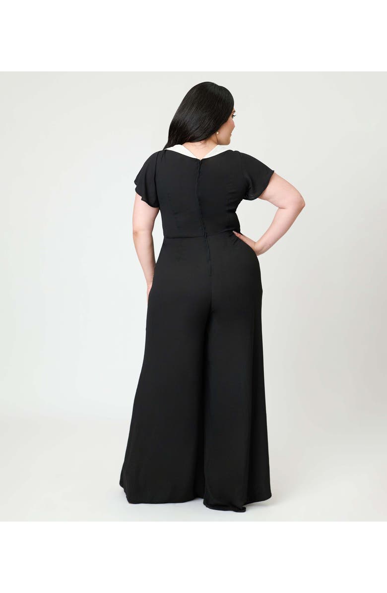 Unique Vintage Plus Size Wide Leg Jumpsuit, Alternate, color, Black & White Accent