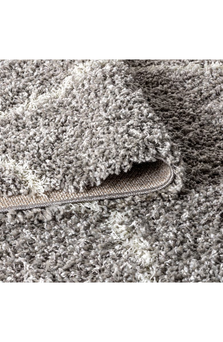 JONATHAN Y Mercer Shag Plush Tassel Moroccan Geometric Trellis Denim Area Rug, Alternate, color, Gray/Cream