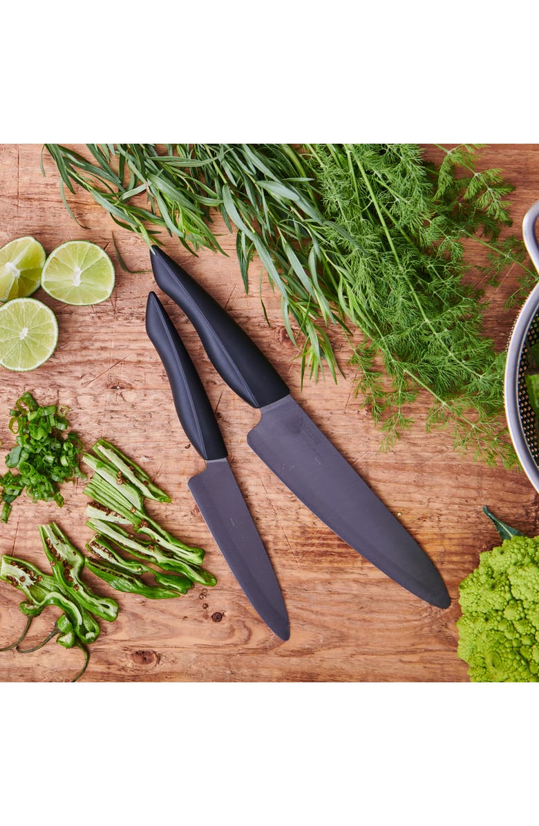 Kyocera INNOVATIONblack<sup>®</sup> 2-Piece Ceramic Knife Set, 6-Inch Chef's and 4.5-Inch Utility, Alternate, color, Black