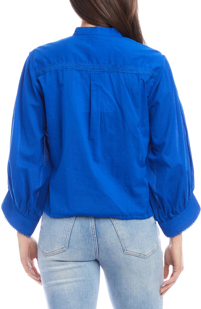 Karen Kane Pintuck Pleat Cotton Button-Up Top, Alternate, color, Blue