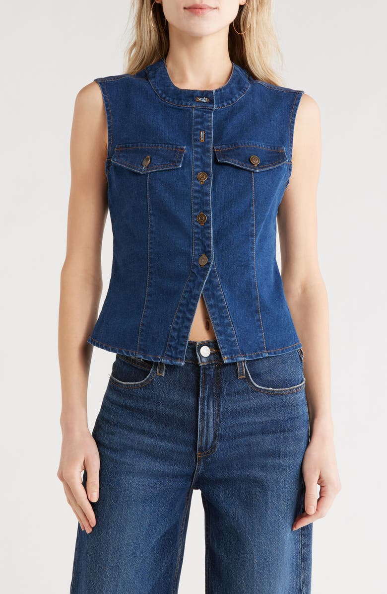 Vigoss Denim Vest, Main, color, Rinse