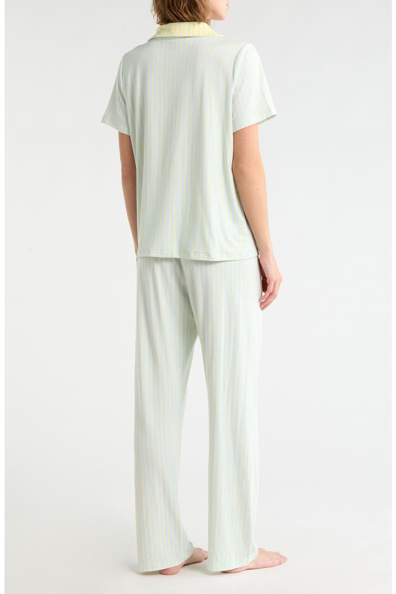 Striped Notch Collar Pajamas, Alternate, color, SALT WATER