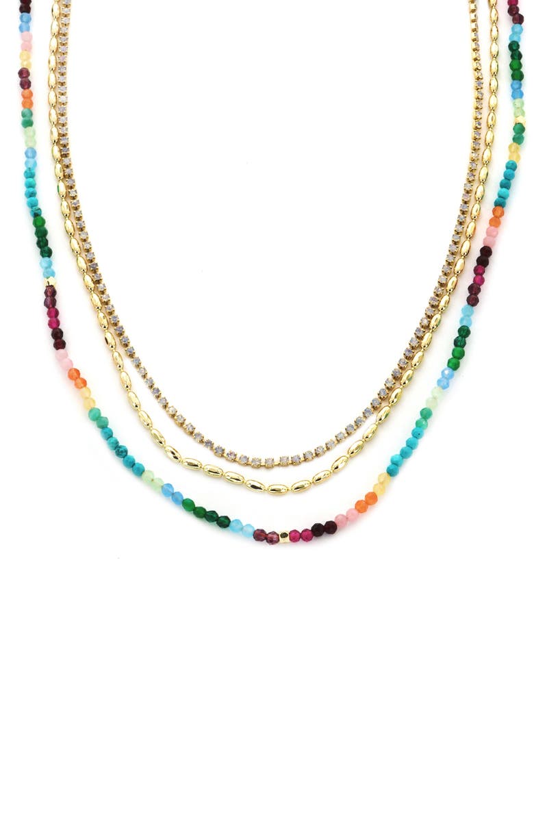 Panacea Layered Bead & Crystal Necklace, Main, color, Gold/ Multi