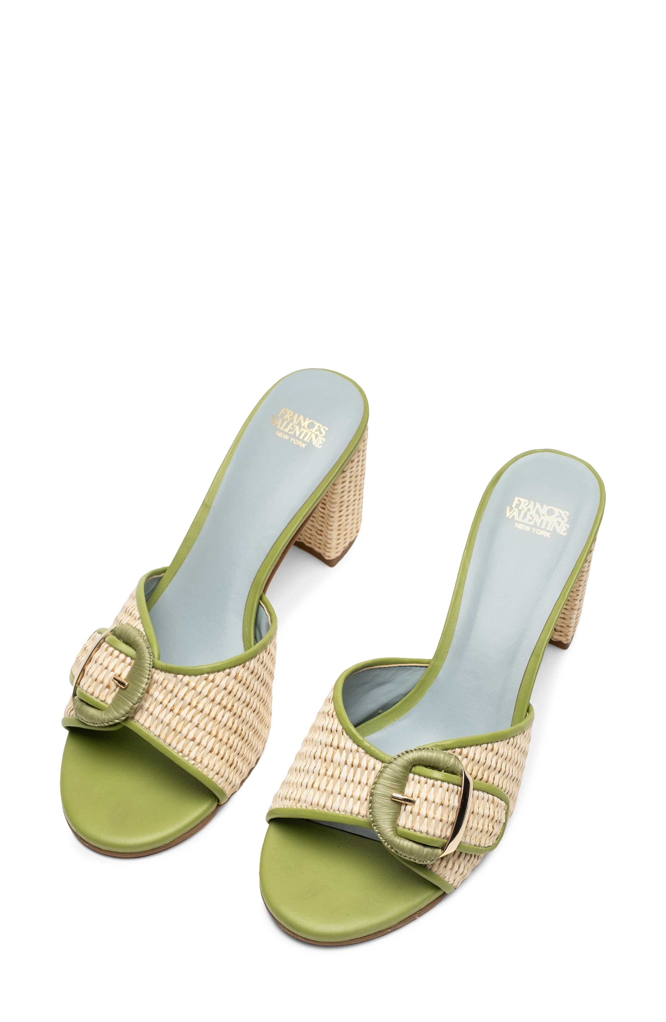 Frances Valentine Taylor Block Heel Sandal, Alternate, color, Natural/ Green