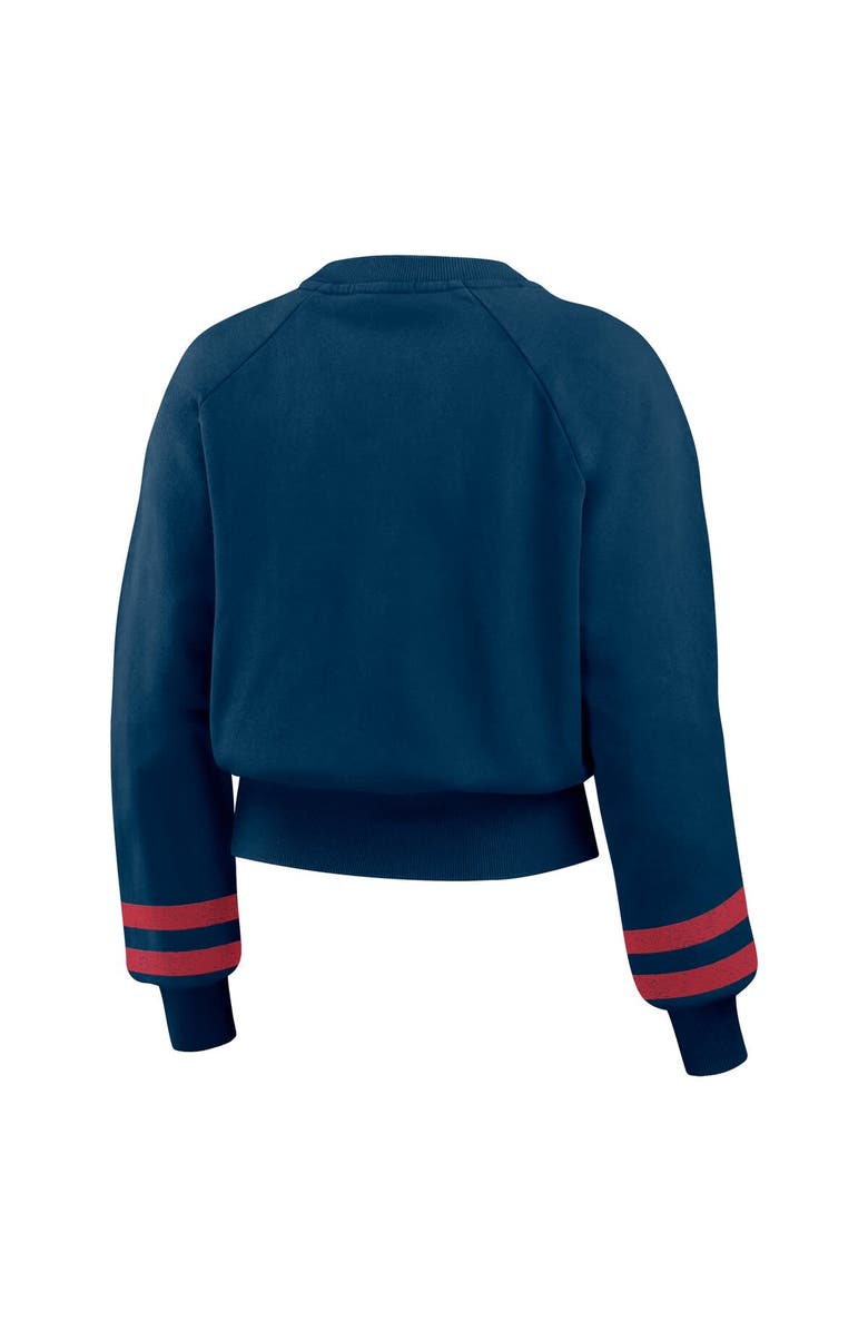 WEAR by Erin Andrews Women's WEAR by Erin Andrews Navy Minnesota Twins Vintage Washed Cropped Pullover Sweatshirt, Alternate, color, Navy