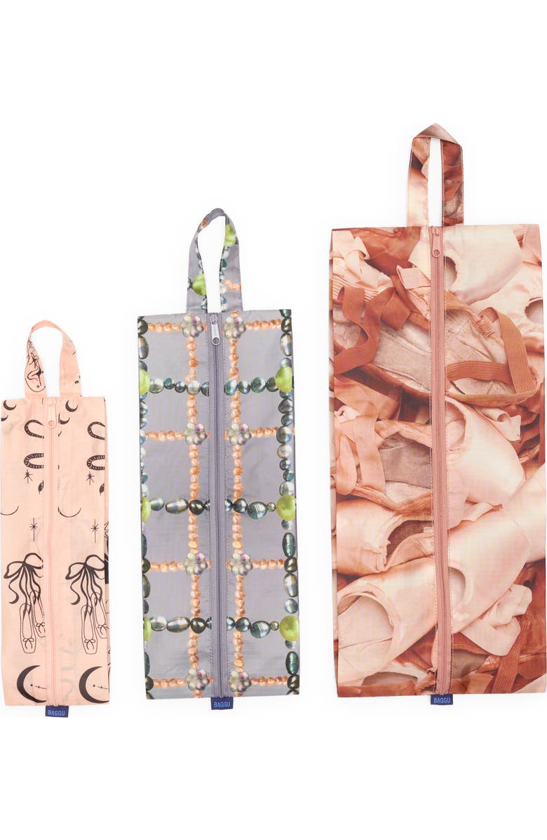 Baggu 3-Pack Zip Pouch Set, Main, color, Ballet Icons