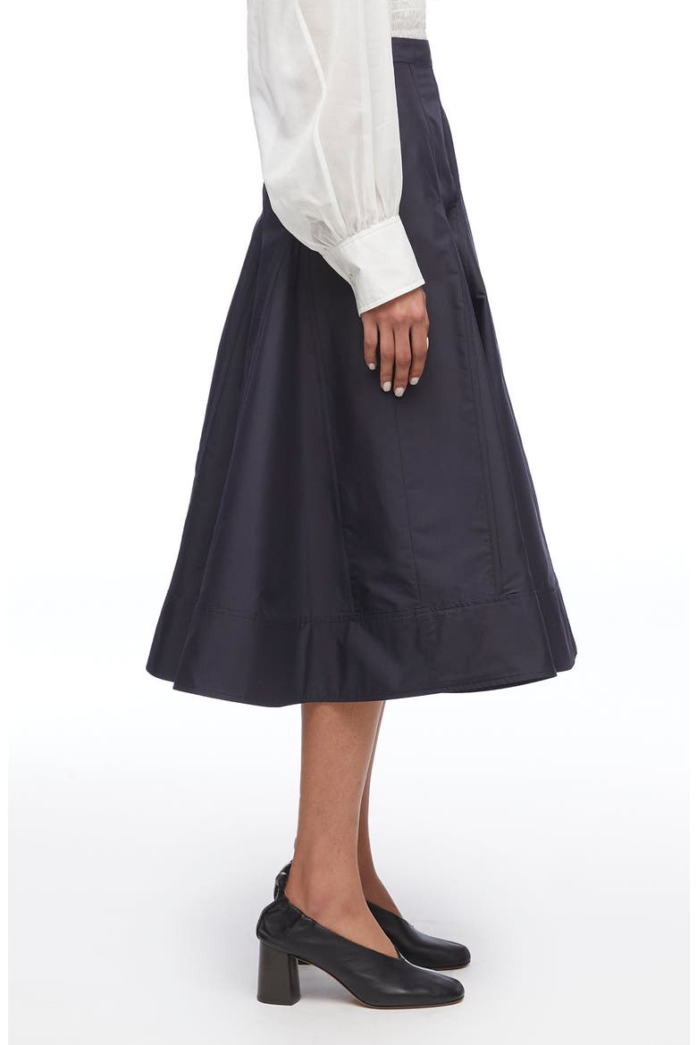 Pleated Godet Midi Skirt, Alternate, color, BLACK