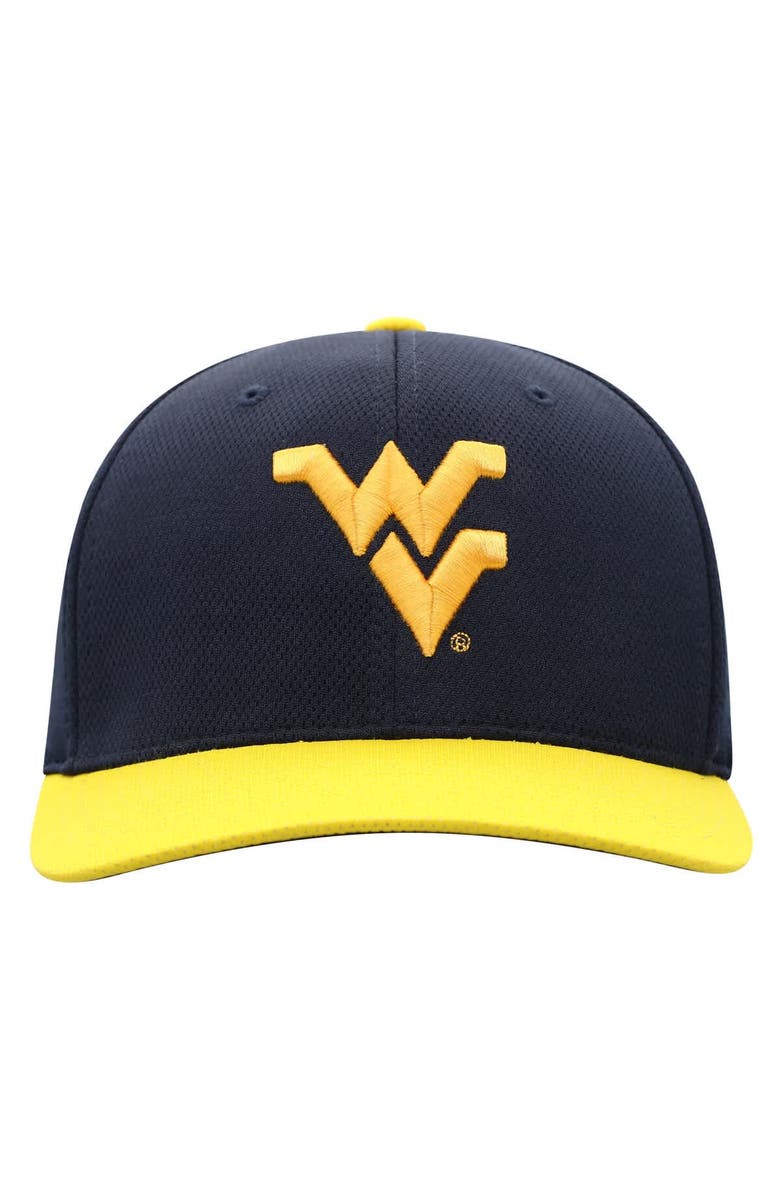 TOP OF THE WORLD Men's Top of the World True Navy West Virginia Mountaineers Reflex Two-Tone Flex Hat, Alternate, color, True Navy