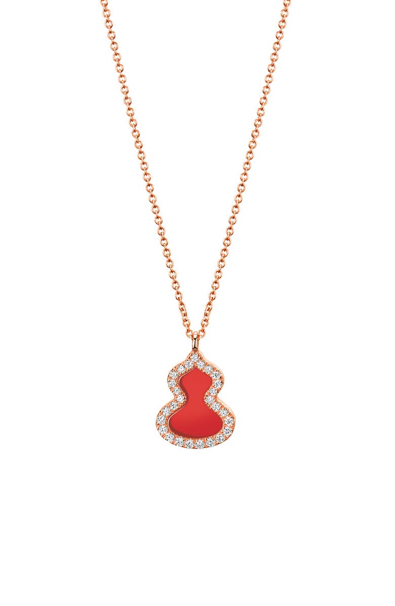 Qeelin Wulu Red Agate & Diamond Pendant Necklace, Main, color, 