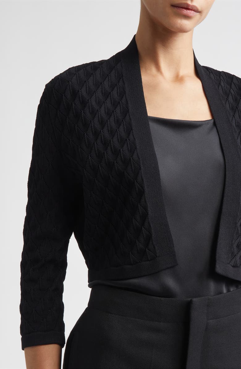 Lela Rose Diamond Pointelle Bolero, Alternate, color, Black