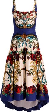 Alice + Olivia Diana Print High-Low Midi Dress