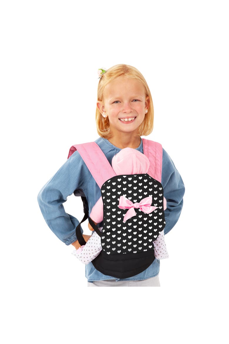 Carrier, Black, Pink, Hearts for Carrying Dolls Up to 18 Inch, Alternate, color, Multicolored