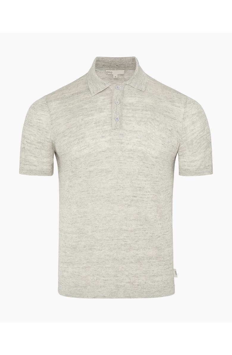 Onia Linen Sweater Polo, Alternate, color, Light Grey Melg